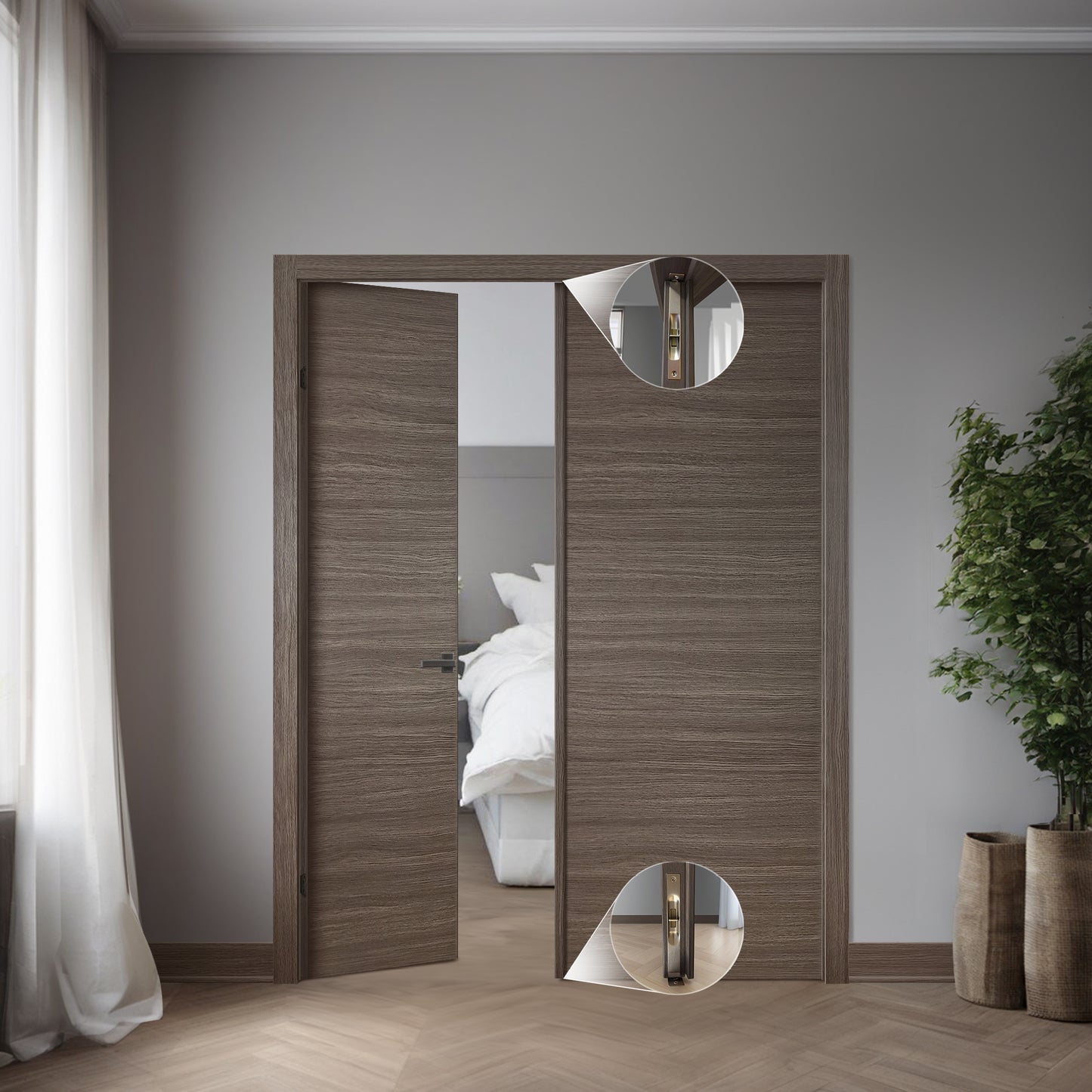 Porte battante double intérieure London SWLO-08D | Ensemble complet