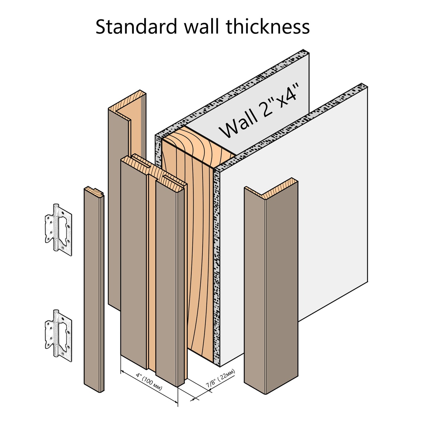 European Adjustable Door Frame XTM - 08 - Simple for 2" x 4" wall