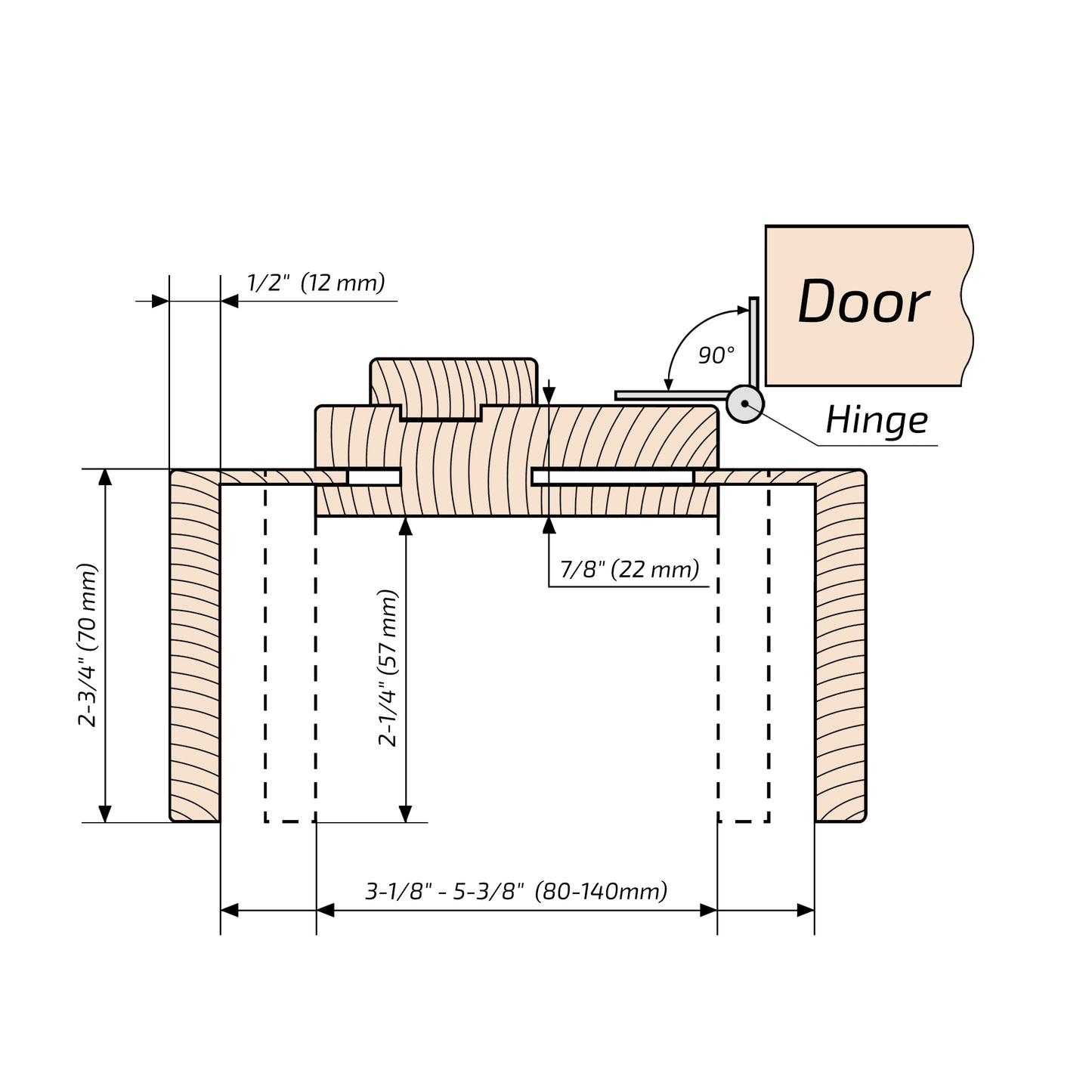 European Adjustable Door Frame XTS - 05 for 2" x 3" wall