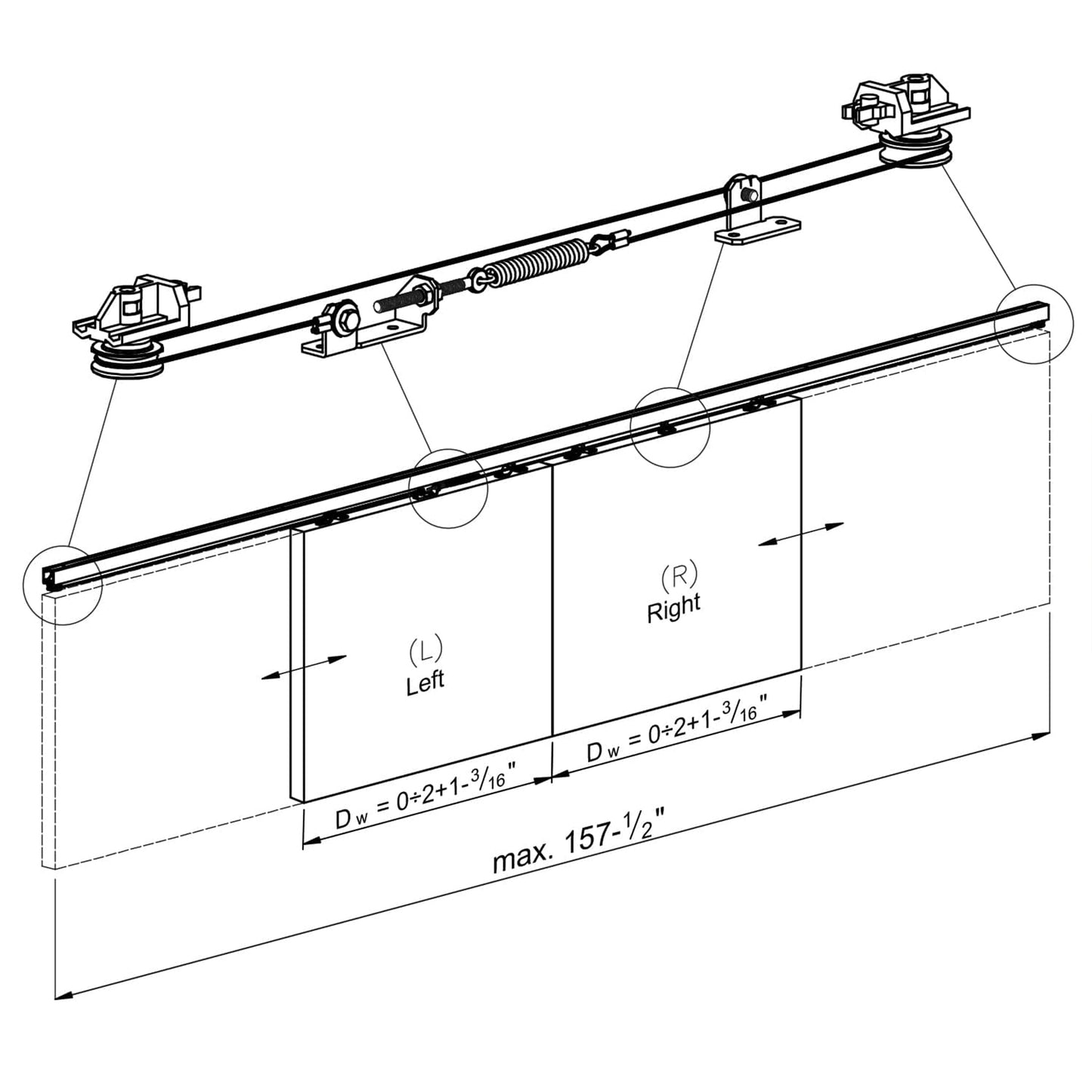 Synchronization kit for bi-parting doors (170 series)