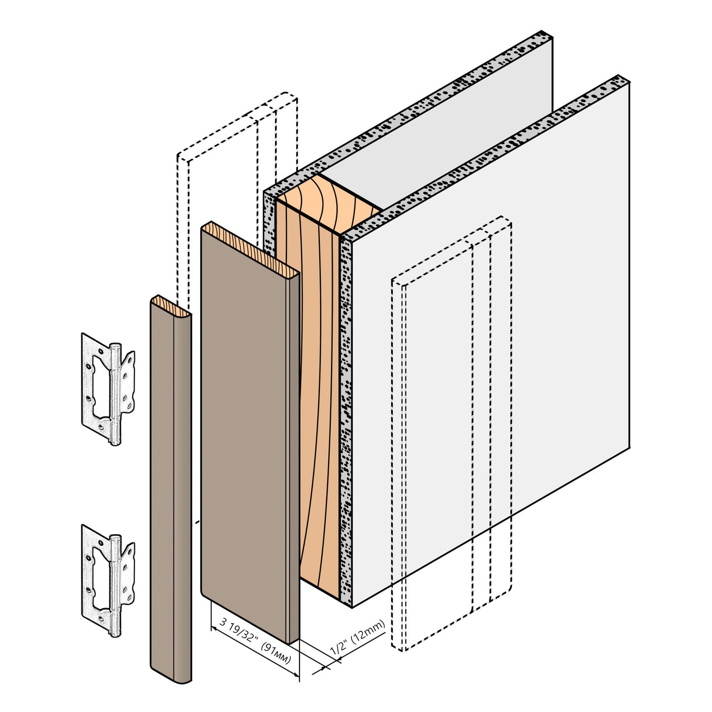 Cadre de porte standard XRS - 05 - Double pour mur de 2" x 3"