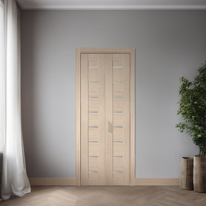 Miami Beige SLBFMI-05 two-section bi-fold door slab shown closed in an interior opening