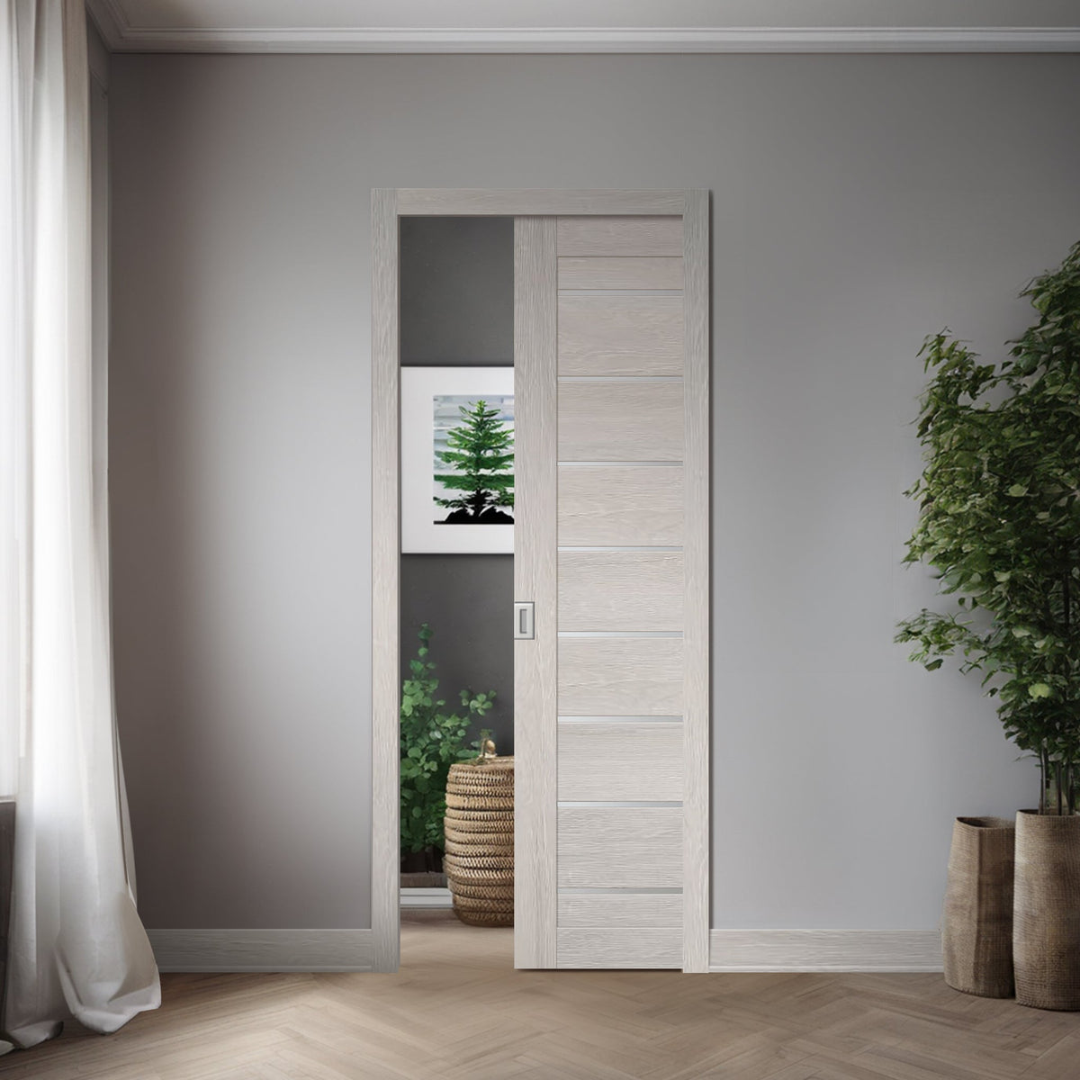 Panneau Miami XGM-03 gris clair dans une installation escamotable simple