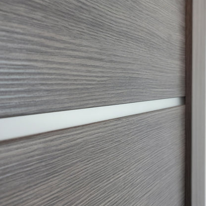Close-up of a frosted-glass insert in the Miami Gray Brown SLMI-08-GM gray-brown door slab