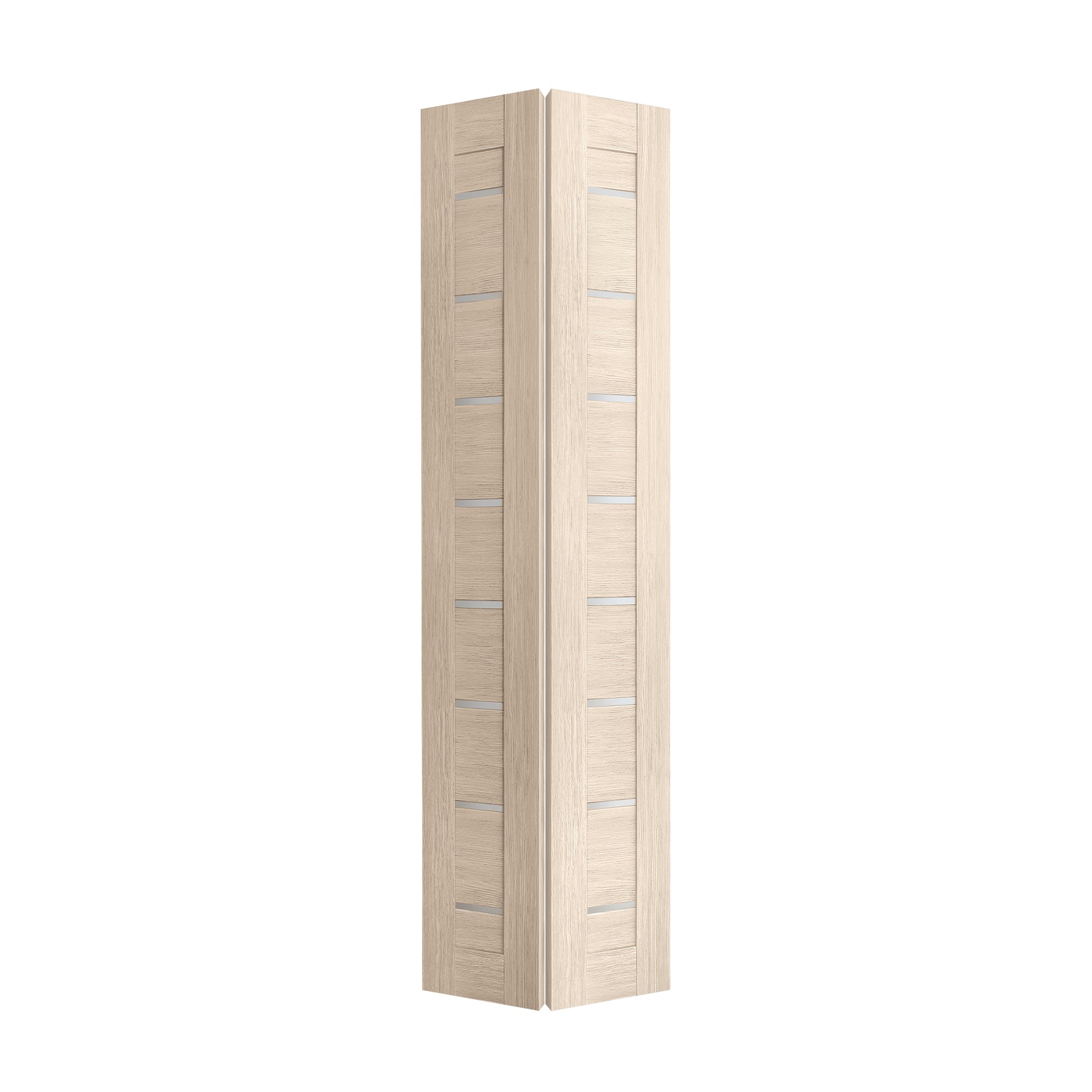 Miami Beige SLBFMI-05 bi-fold door slab with two connected sections, isolated folded view