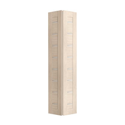 Miami Beige SLBFMI-05 bi-fold door slab with two connected sections, isolated folded view