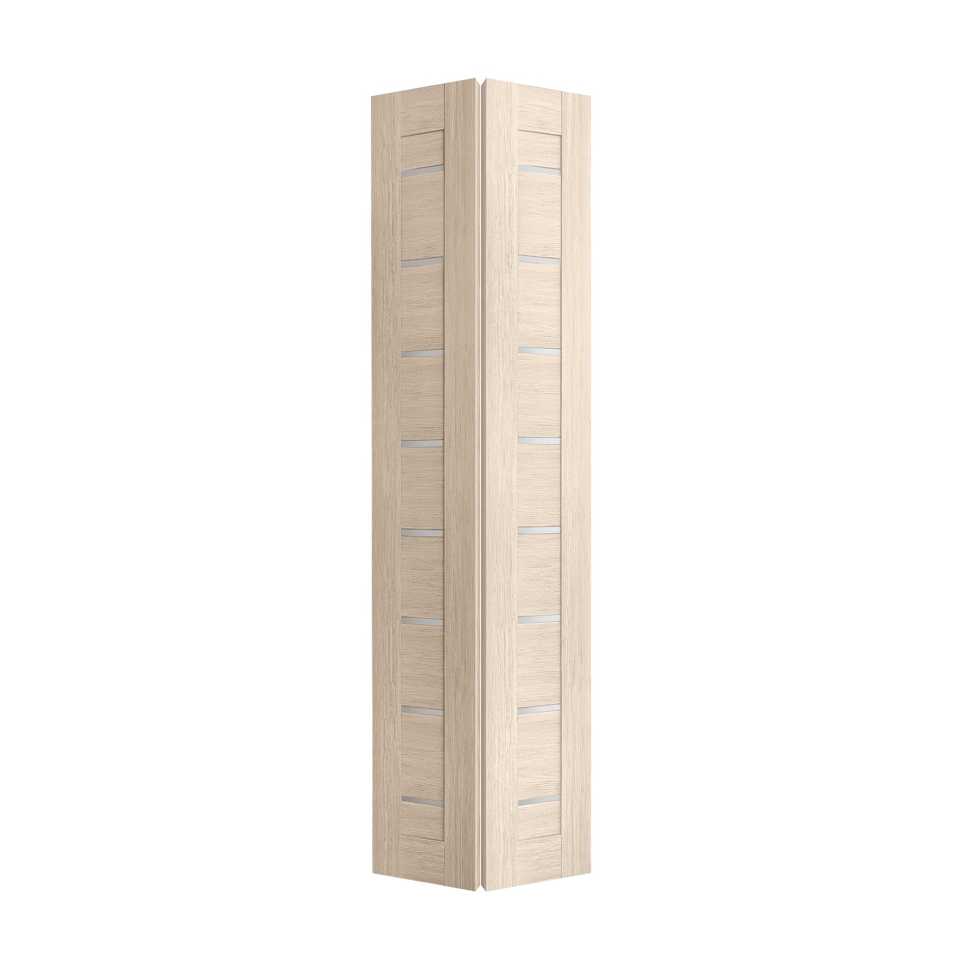 Panneau de porte intérieure pliante Miami beige, unité pliante à deux sections, vue pliée isolée