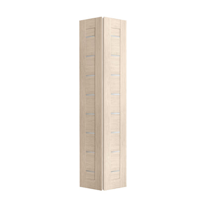 Panneau de porte intérieure pliante Miami beige, unité pliante à deux sections, vue pliée isolée