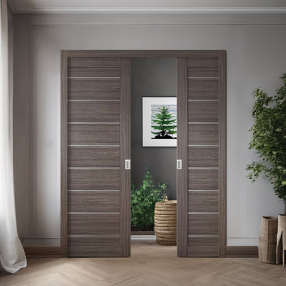 Miami Gray Brown SLMI-08-GM gray-brown door slabs in a double bypass-door application