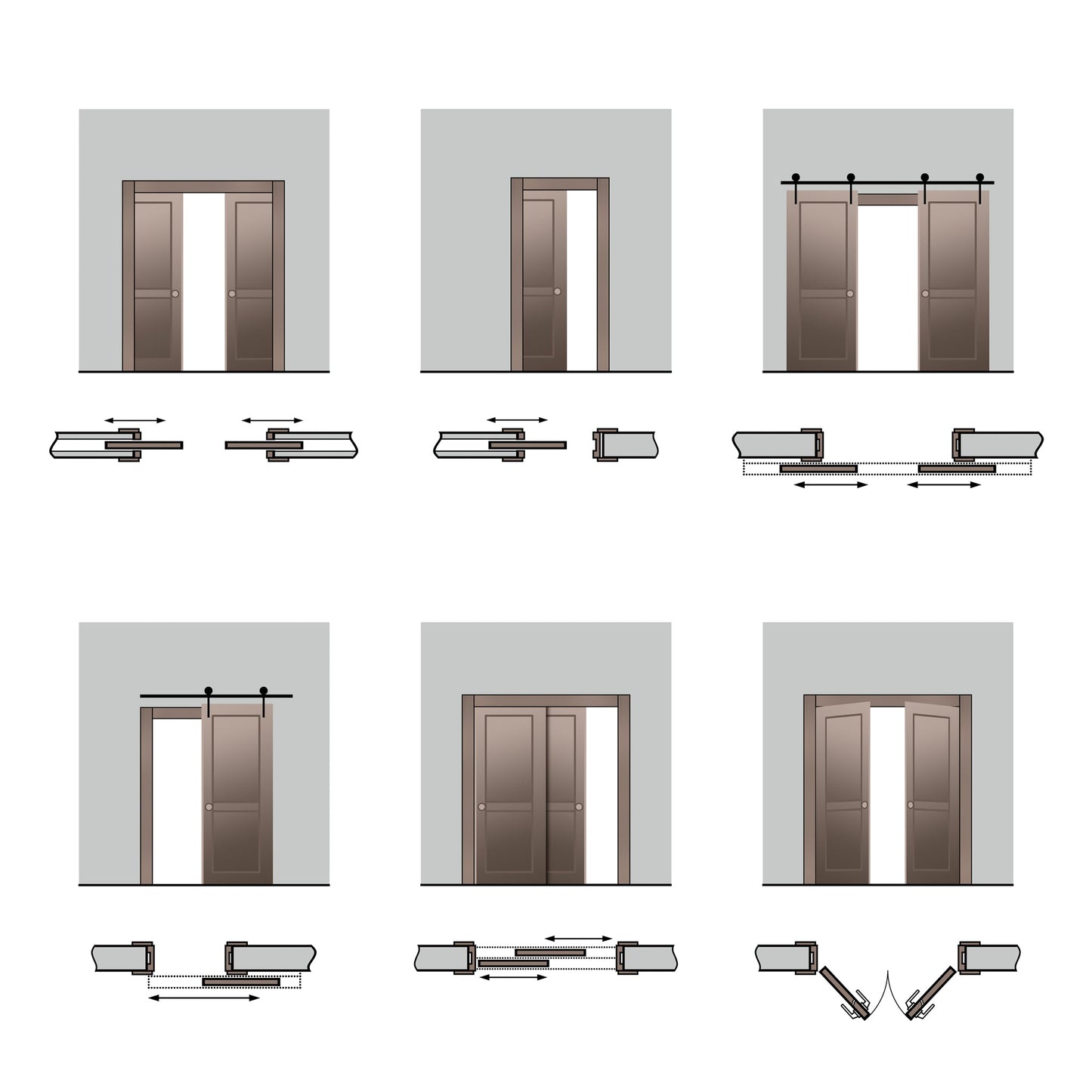 Compatible swing, pocket, barn, bypass, and bi-fold applications for Miami XGM-05 slab after separate preparation