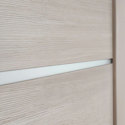 Close-up of a frosted-glass insert in Miami XGM-05 beige interior door slab